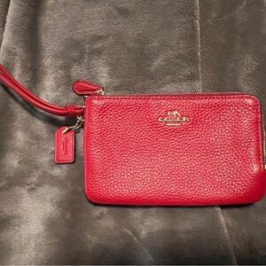 NWOT Red Double Zip Coach Wristlet